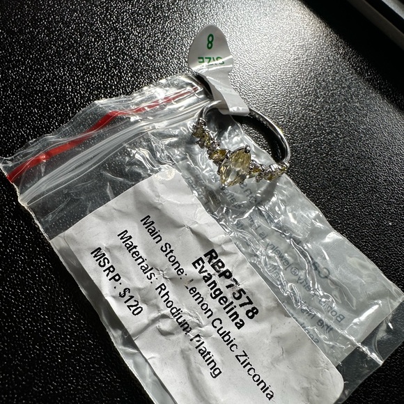 Lemon Cubic Zirconia Rhodium Plating BP Ring - Picture 4 of 5